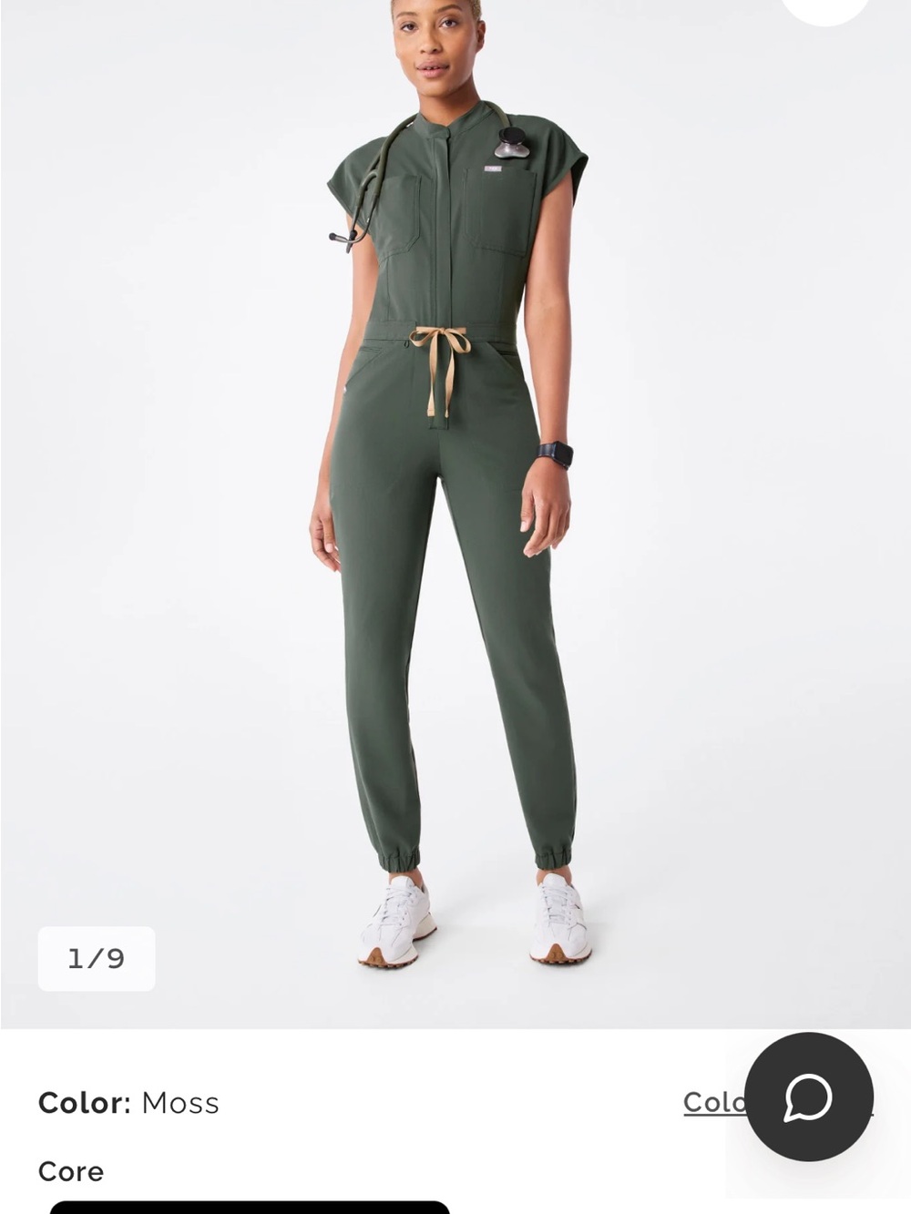 Figs Moss Green Utility Jumpsuit with Drawstring Waist